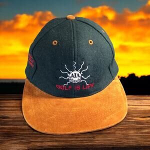 AIA Golf Is Life Hat 1999 Las Vegas Cap Embroidered Adjustable Wool‎ Leather